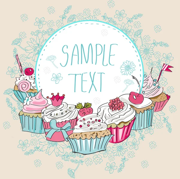 Vector card with colorful cupcake — 스톡 벡터