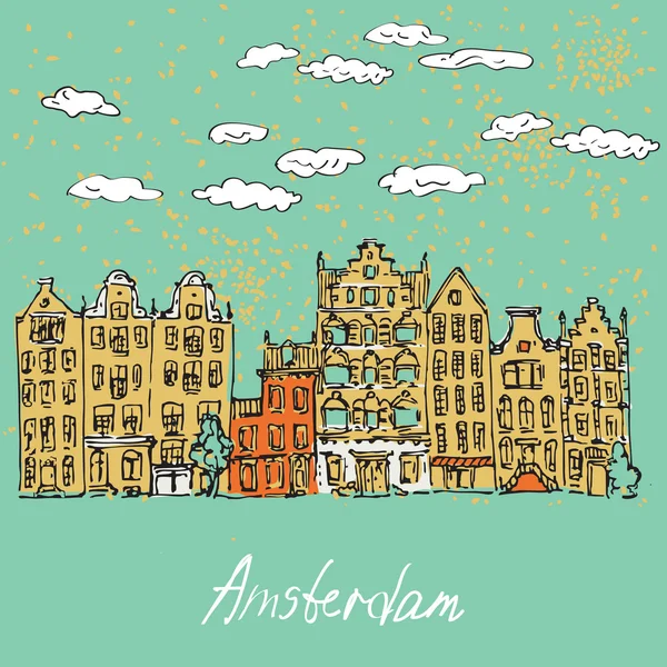 Amsterdam canal houses — Stock Vector