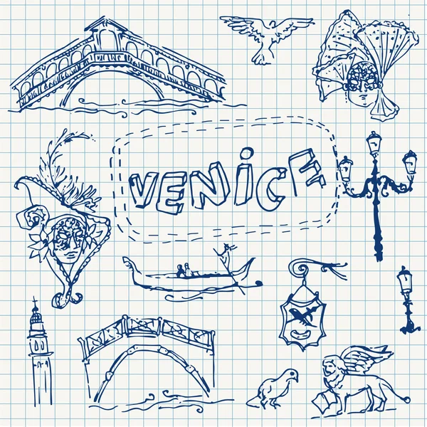 Illustration des Vektorsatzes von Venedig — Stockvektor