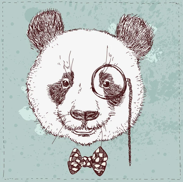 Vintage sketch  illustration of panda bear — Stock Vector