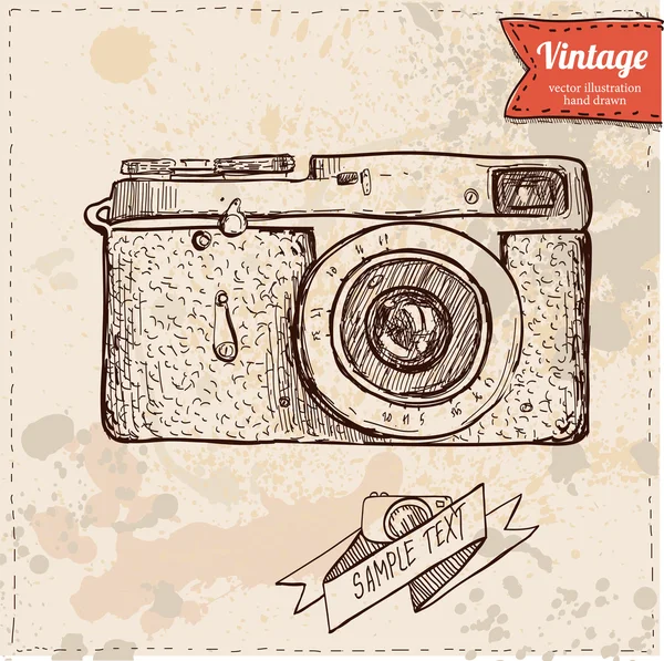 Classic camera  cartoon vector and illustration, hand drawn, sketch style — Stock Vector