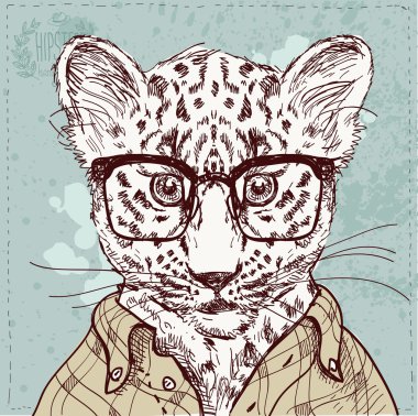 Gözlük ve uymak vektör vektör hipster leopar 