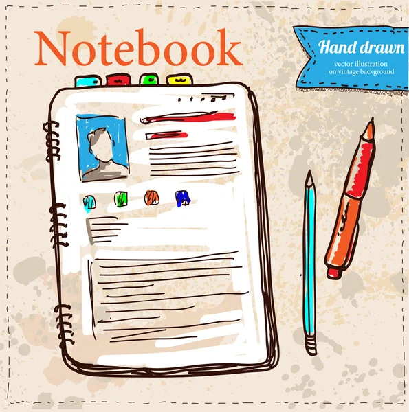 Doodle notebook — Stock vektor