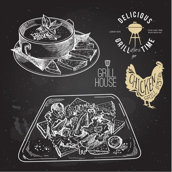 Hand drawn sea food — Stock Illustration Hand drawn sea food Stock Illustration