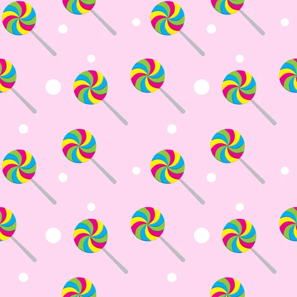 Swirl Lutscher Nahtlose Muster Auf Rosa Hintergrund Bunte Vektorillustration Für — Stockvektor