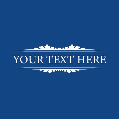 Klasik dekoratif metin veya başlık çerçevesi mavi arkaplanda izole edildi. Altın çiçekli süs. Heraldry, Heraldic Vektör çizimi. Tasarım Elemanı. 