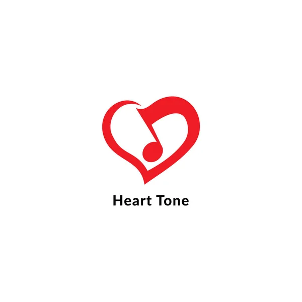 Illustration Vectorielle Note Musicale Rouge Coeur Ton Amour Musique Logo — Image vectorielle