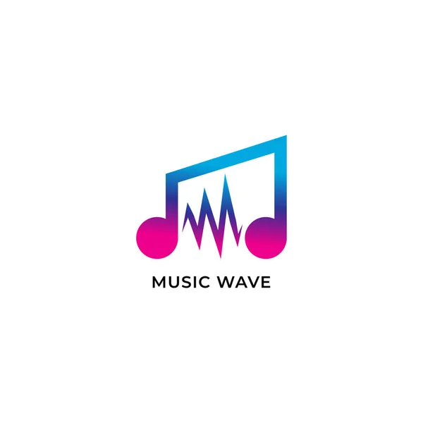 Note Musicale Colorée Rayonnée Huitième Notes Avec Pouls Concept Logo — Image vectorielle