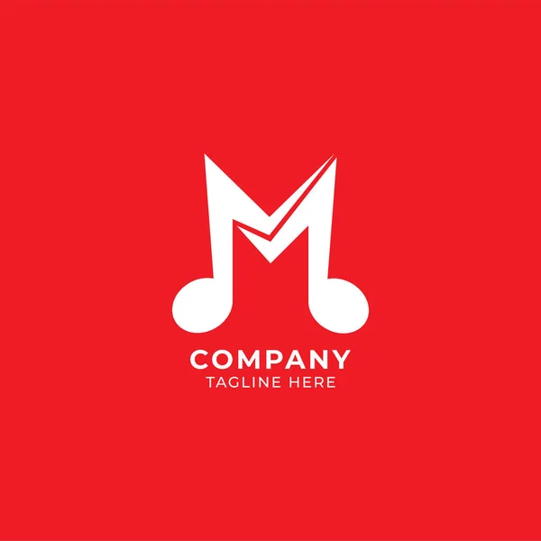 Letra Alfabeto Música Logotipo Design Isolado Fundo Vermelho Inicial Nota — Vetor de Stock