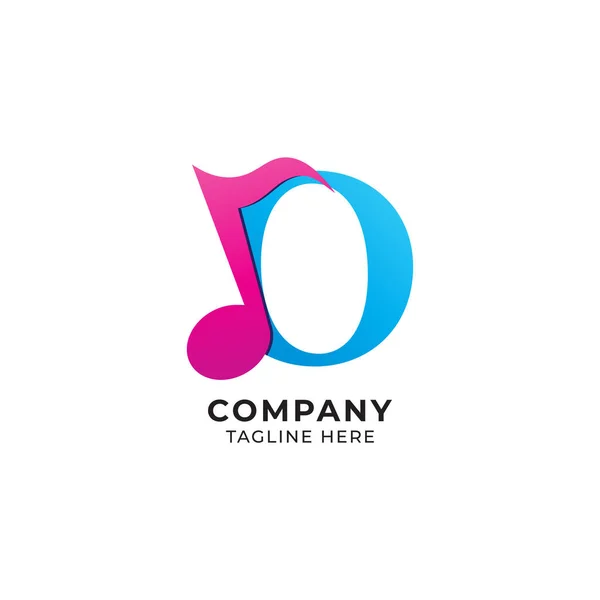 Carta Colorida Alphabet Music Logo Design Conceito Logo Nota Inicial — Vetor de Stock