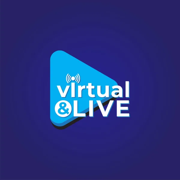 Virtuell Och Live Logotyp Koncept Med Play Button Och Live — Stock vektor