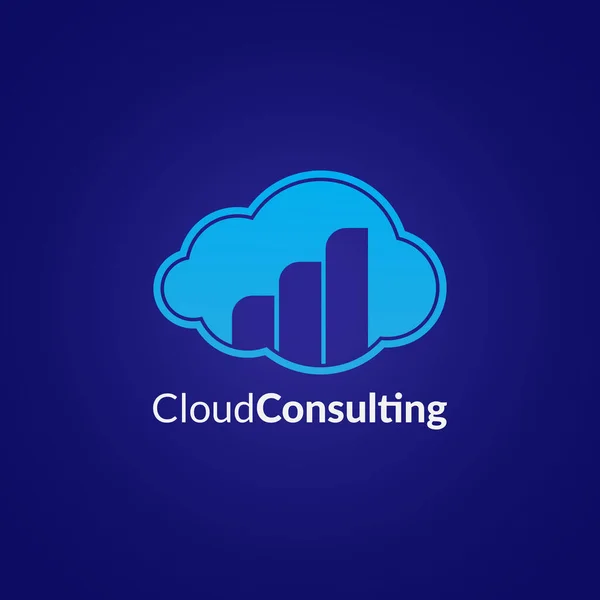 Cloud Consulting Logo Design Concept Dark Blue Color Background Inglés — Vector de stock