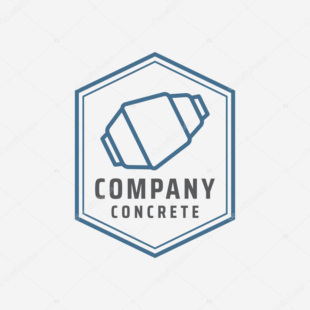 Illustration Vector Graphic Of Concrete Mixer Logo Design Template. Suitable For Construction Company, Building Contractor, Real Estate Or Etc. Simple Vintage Retro Style, Minimal Emblem And Easy To Edit