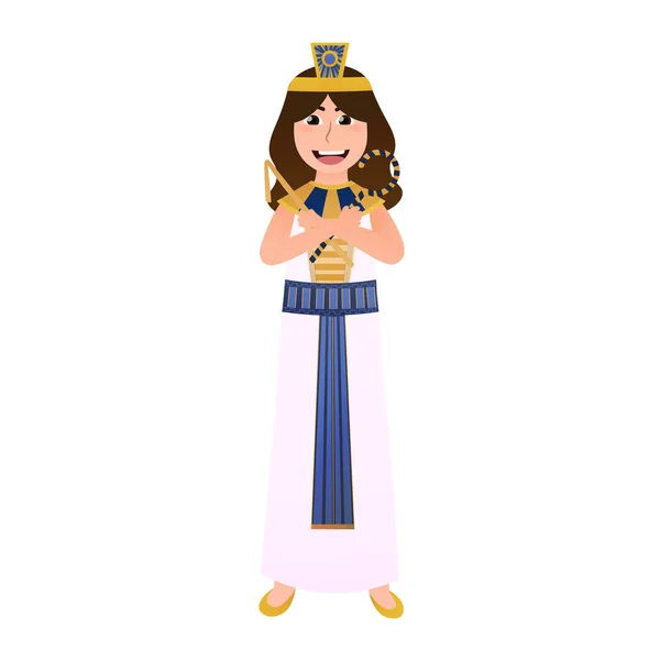 Jeune fille portant costume cleopatra pour carnaval, ancien caractère égyptien, tenue culturelle traditionnelle — Image vectorielle