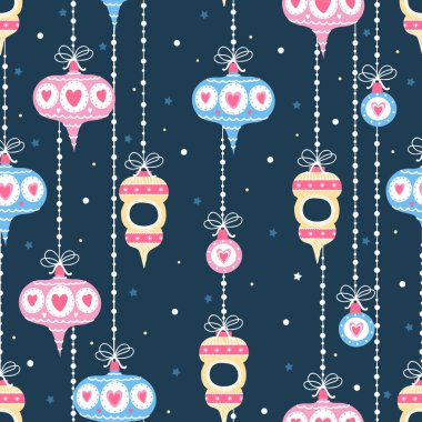 Noel topları ambalaj kağıdı ya da kumaş için arka planda pürüzsüz bir desen oluşturur.