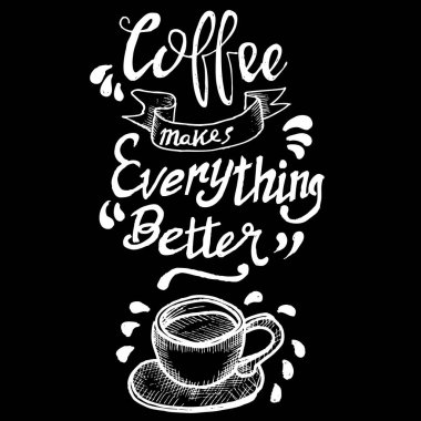 Siyah arka planda bir fincan kahve.