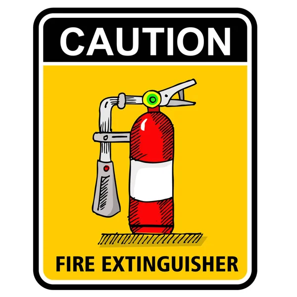 Vorsicht Feuerlöscher Aufkleber — Stockvektor