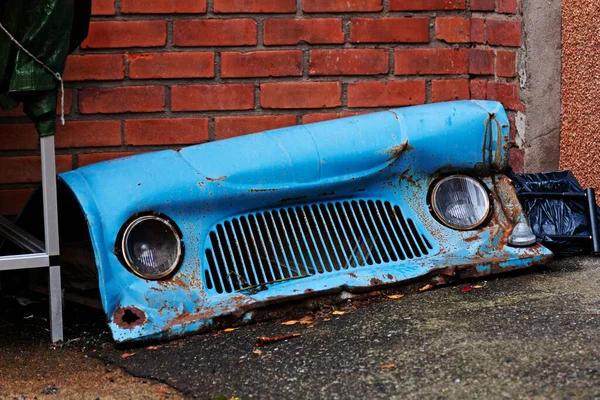 Parte Guardabarros Delantero Roto Coche Azul —  Fotos de Stock