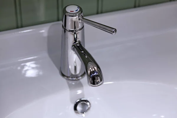 Sink Tap Hot Cold Water Can Chosen — Stock Photo, Image