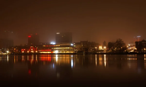 Umea Norrland Sweden December 2020 Center Night Wrapped Fog — Stock Photo, Image