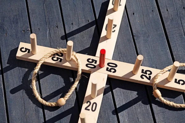 Juegos Para Uso Aire Libre Con Anillos Palos Madera — Foto de Stock