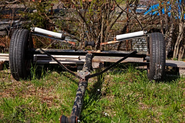 Vieux Wagon Sur Lequel Les Bateaux Sont Transportés — Photo