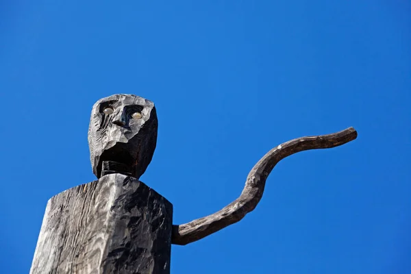 Umea Norrland Svezia Giugno 2021 Statua Vecchi Pezzi Legno — Foto Stock