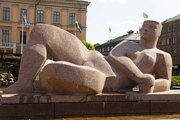 Gavle Norrland Suède Juillet 2021 Statue Célèbre Devant Mairie — Photo