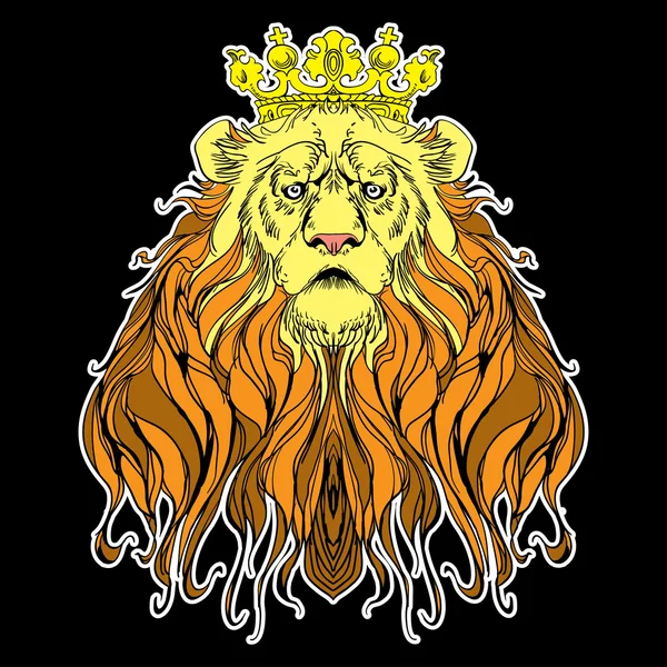 Image of crowned lion on black — Stock Vector