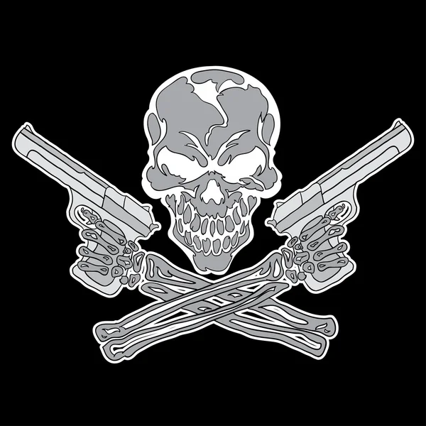 Smiling skull with guns — Stock Vector