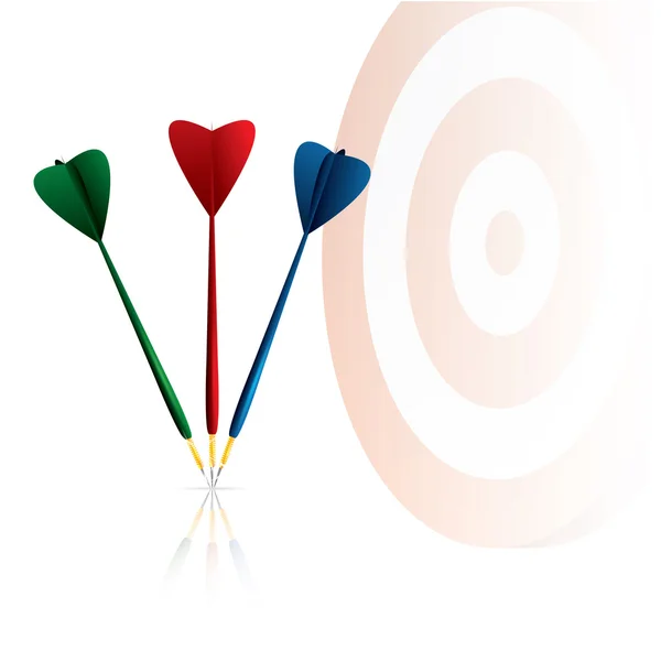 Darts target és nyilak — Stock Vector