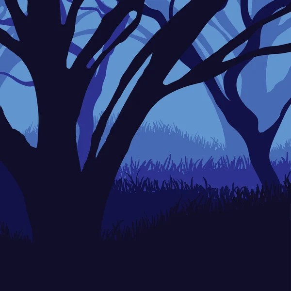 Silhouet van het bos — Stockvector