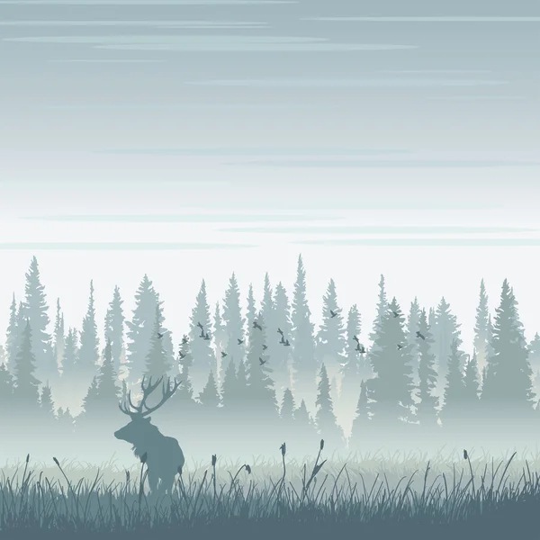 在山中的野生麋鹿 — 图库矢量图片