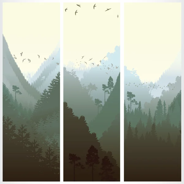 Banderas verticales con el bosque — Vector de stock