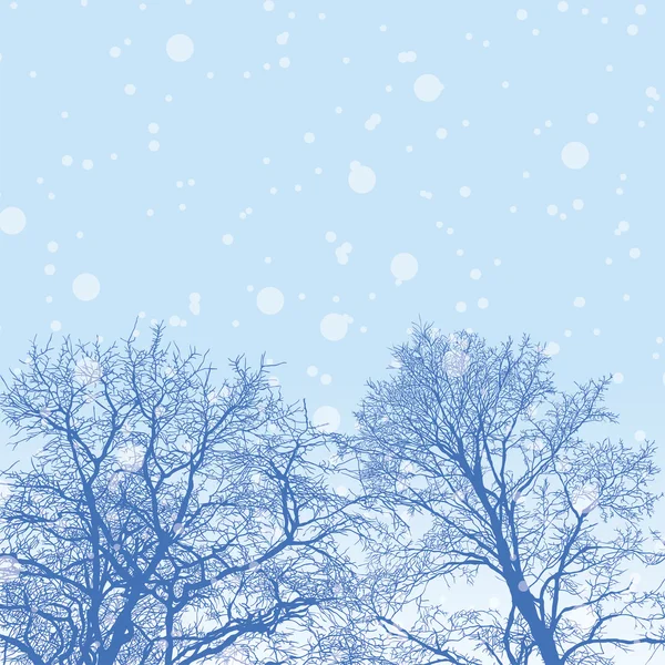 Snowy winter forest with trees — Stock Vector