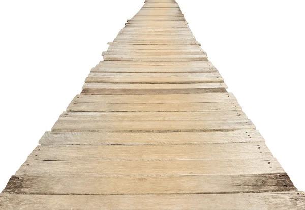 Wooden bridge isolated on white background , perspective view — Stock Photo, Image