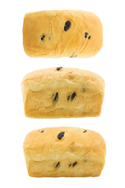 Set van rozijnenbrood geïsoleerd op witte achtergrond — Stockfoto