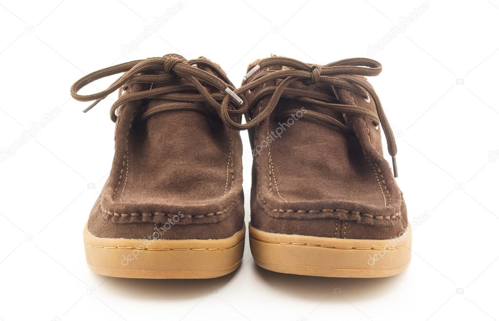 brown men boots isolated on white background