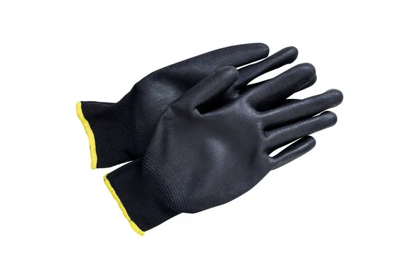 Gants Polyester Noir Recouverts Polyuréthane Isolé Sur Fond Blanc — Photo