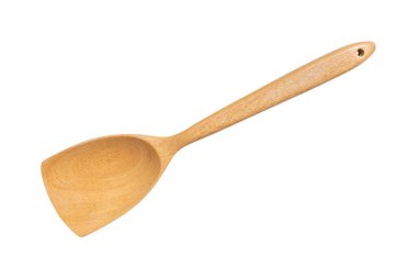 Tahta kepçe beyaz arkaplanda izole