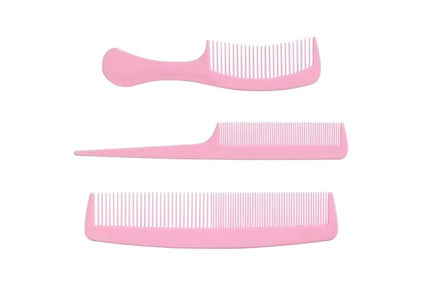 Set Pink Comb Isolated White Background — Stock Photo, Image