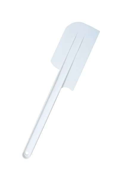 Spatule Plastique Blanc Pour Boulangerie Isolée Sur Fond Blanc — Photo