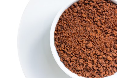 Closeup hazır kahve Kupası beyaz arka plan üzerinde izole