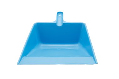 Beyaz arka plan üzerinde izole mavi plastik faraş