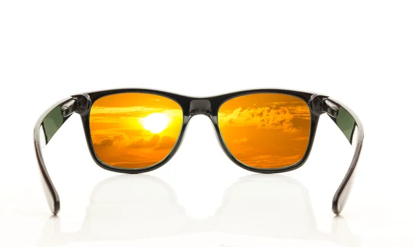 Pôr do sol em óculos de olho Frame — Fotografia de Stock