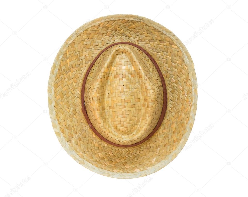 Top view panama hat isolated on white background