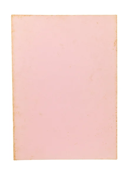 Hoja de papel rosa vieja aislada sobre fondo blanco — Foto de Stock