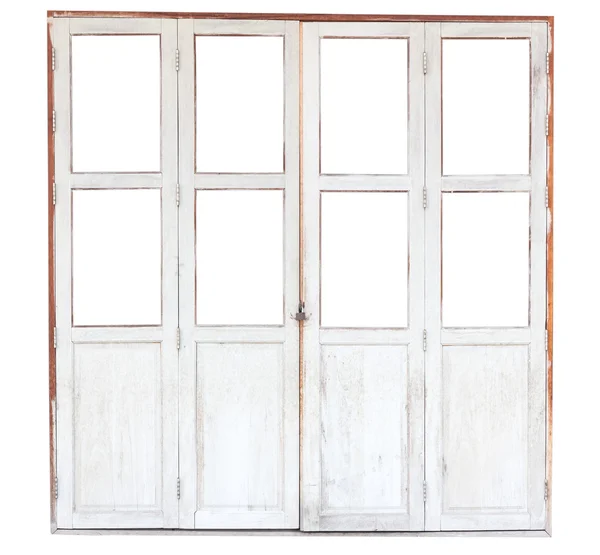 Старая деревянная дверь на белом фоне — стоковое фото