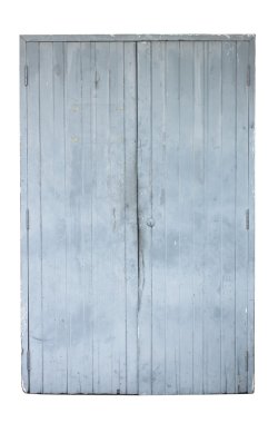 Eski gri ahşap kapı üzerinde beyaz izole 