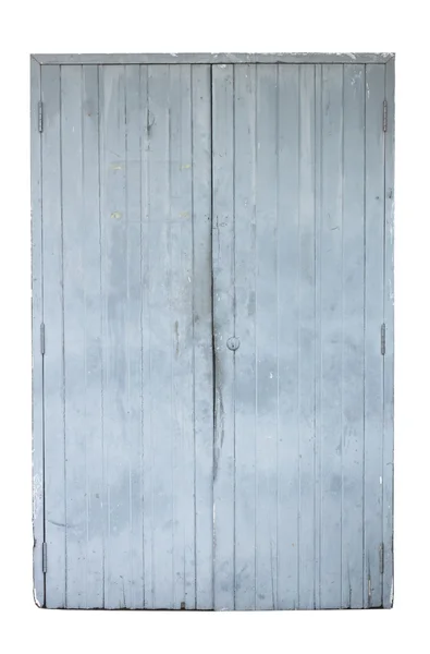 Puerta de madera gris vieja aislada en blanco —  Fotos de Stock